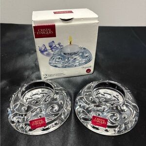 Vintage 2009 Cristal d'Arques Clear Glass Candle Holders with original box